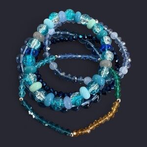 Shades of Blue Bead Bracelet Stack - 5pcs
